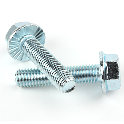 工業(yè)熊碳鋼8.8級藍(lán)白鋅六角法蘭面全牙螺栓加大系列平頭帶齒GB5789